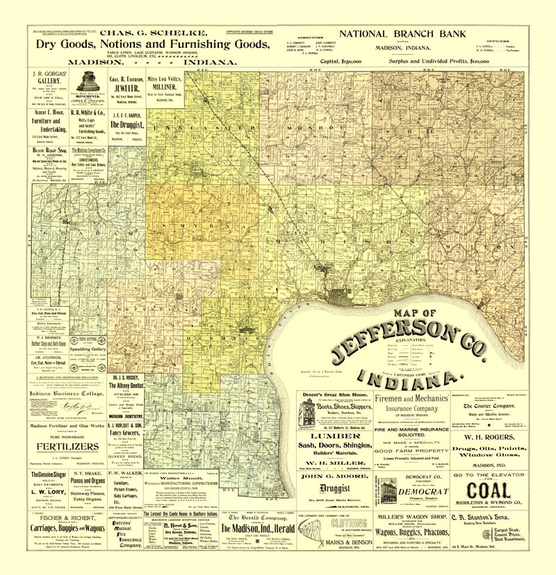 Size comparison using Vintage Map of Jefferson County, Indiana 1900