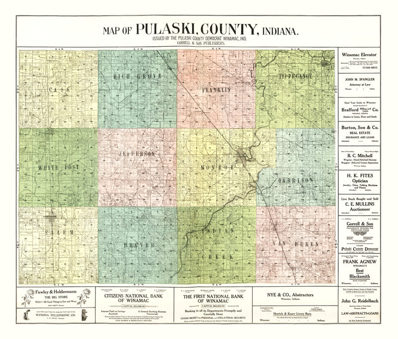 Size comparison using Vintage Map of Pulaski County, Indiana 1907