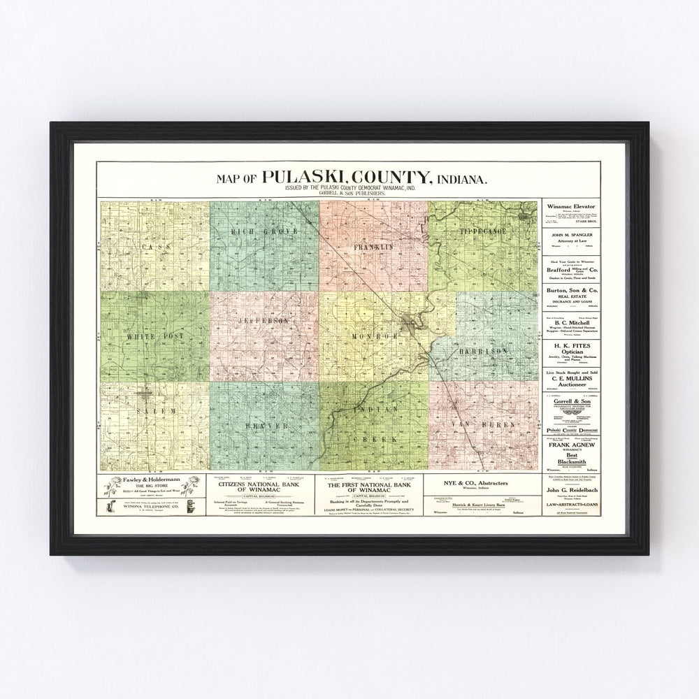 Pulaski County Vintage Map 1907