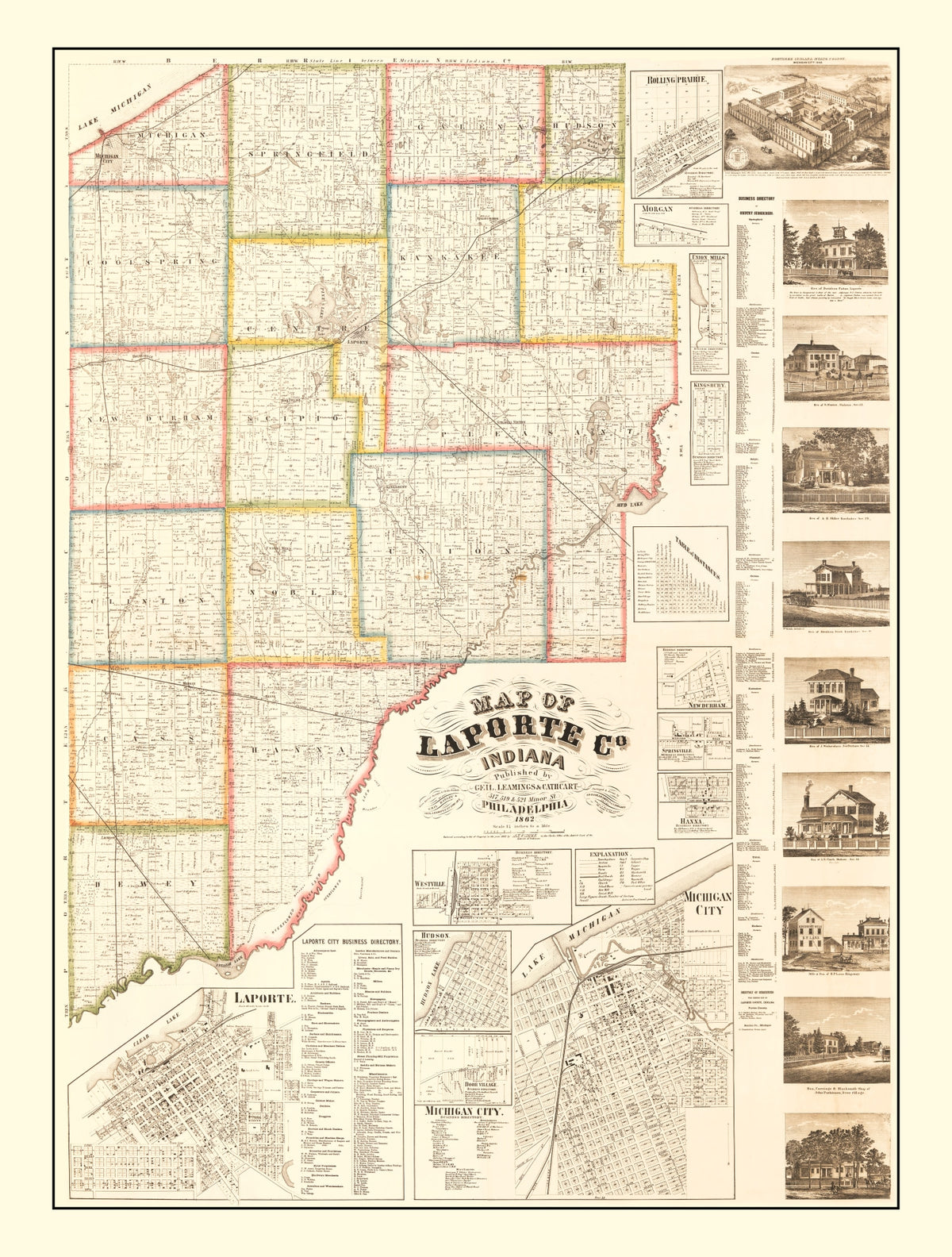 Preview of Vintage Map of La Porte County, Indiana 1866