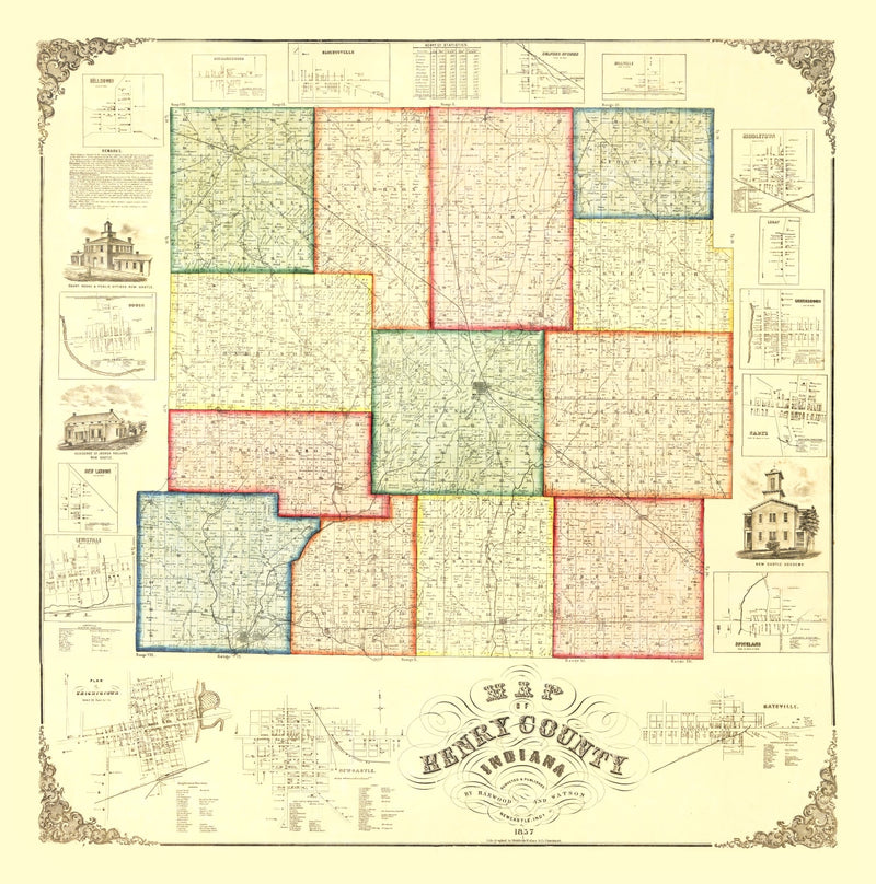 Size comparison using Vintage Map of Henry County, Indiana 1857