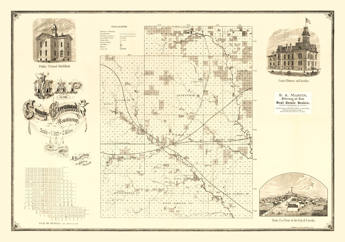 Preview of Vintage Map of Greenwood County, Kansas 1877