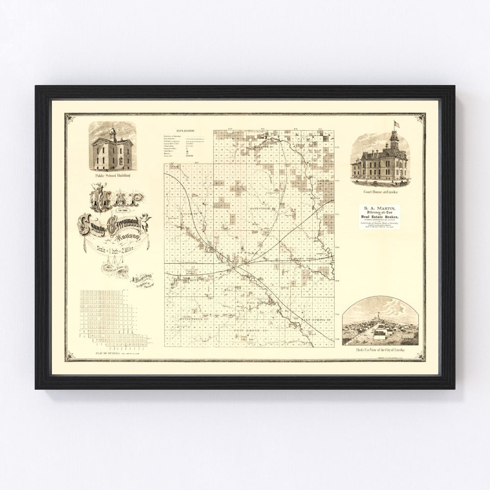 Greenwood County Vintage Map 1877