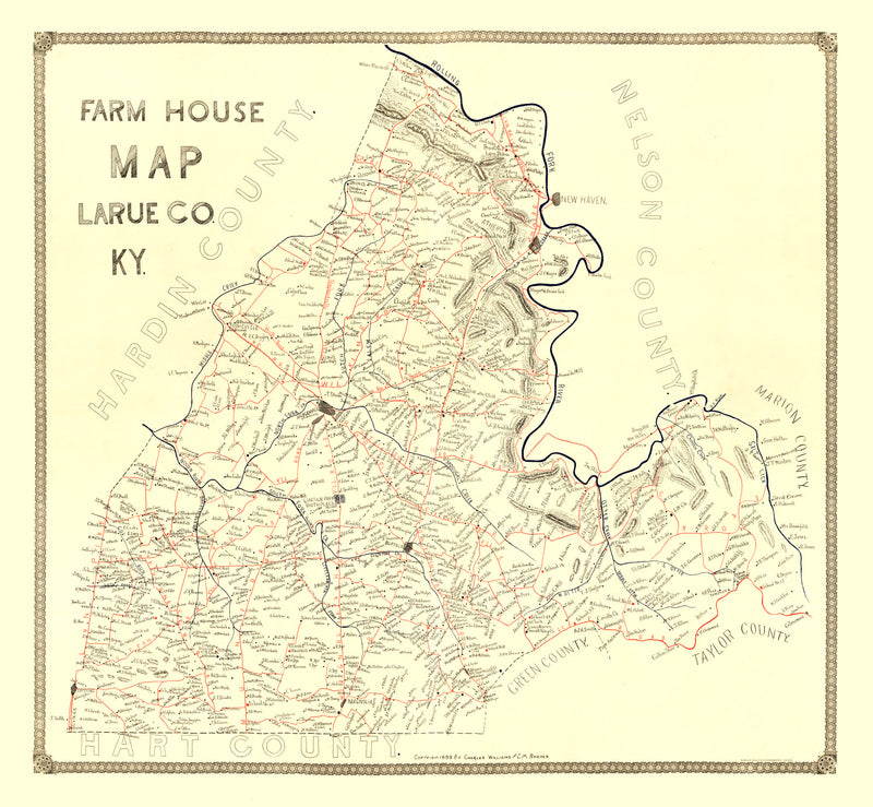 Size comparison using Vintage Map of Larue County, Kentucky 1899