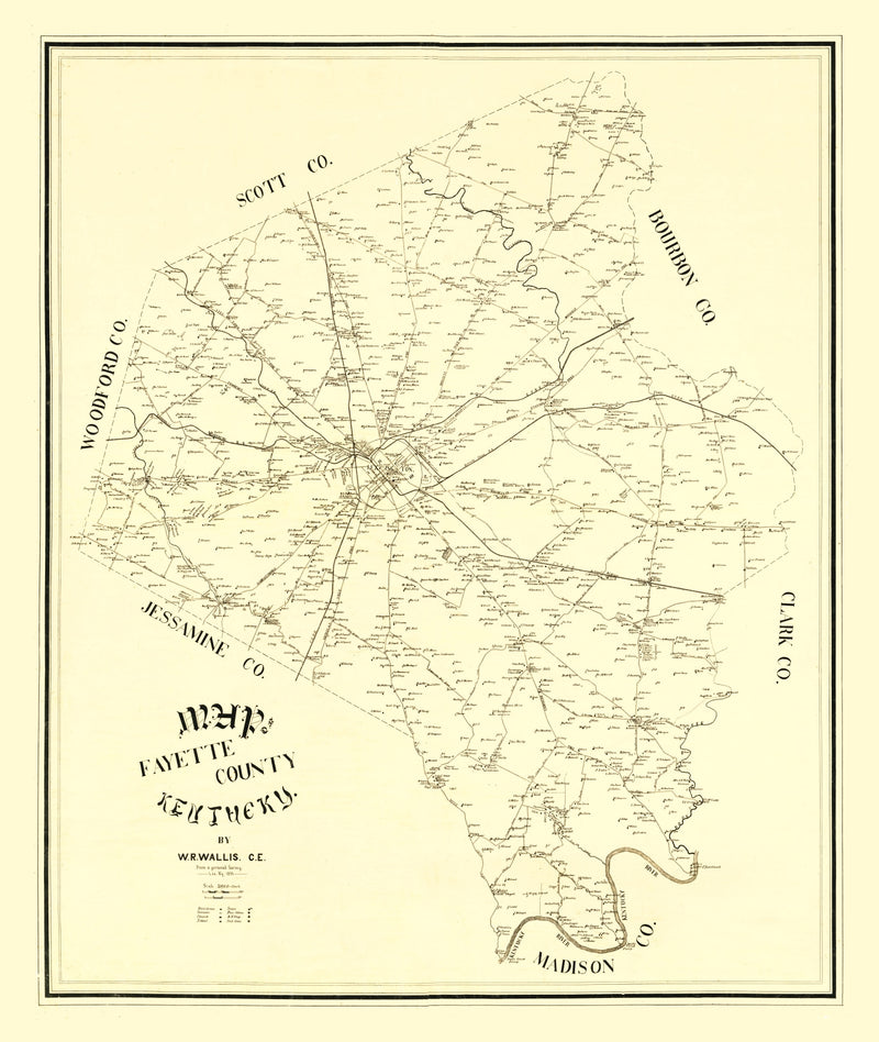 Size comparison using Vintage Map of Fayette County, Kentucky 1891