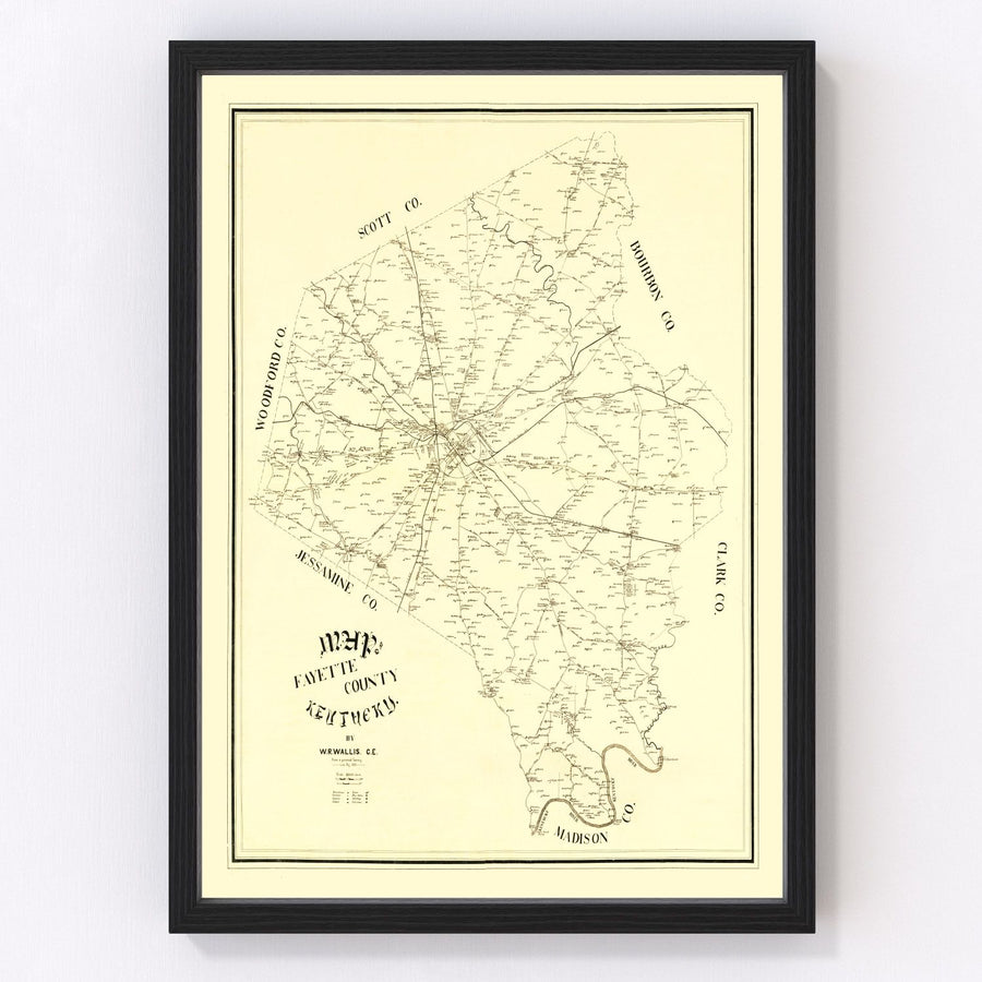 Vintage Map of Fayette County, Kentucky 1891