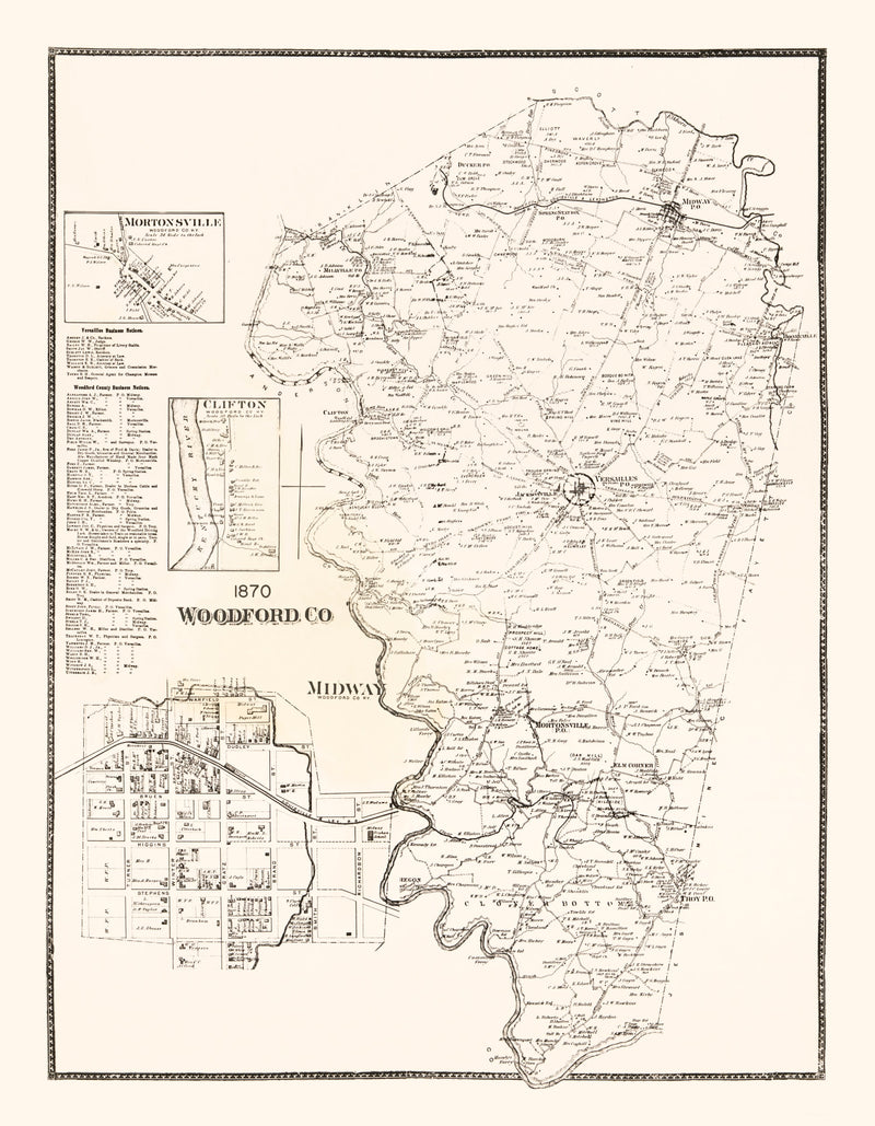 Size comparison using Vintage Map of Woodford County, Kentucky 1870