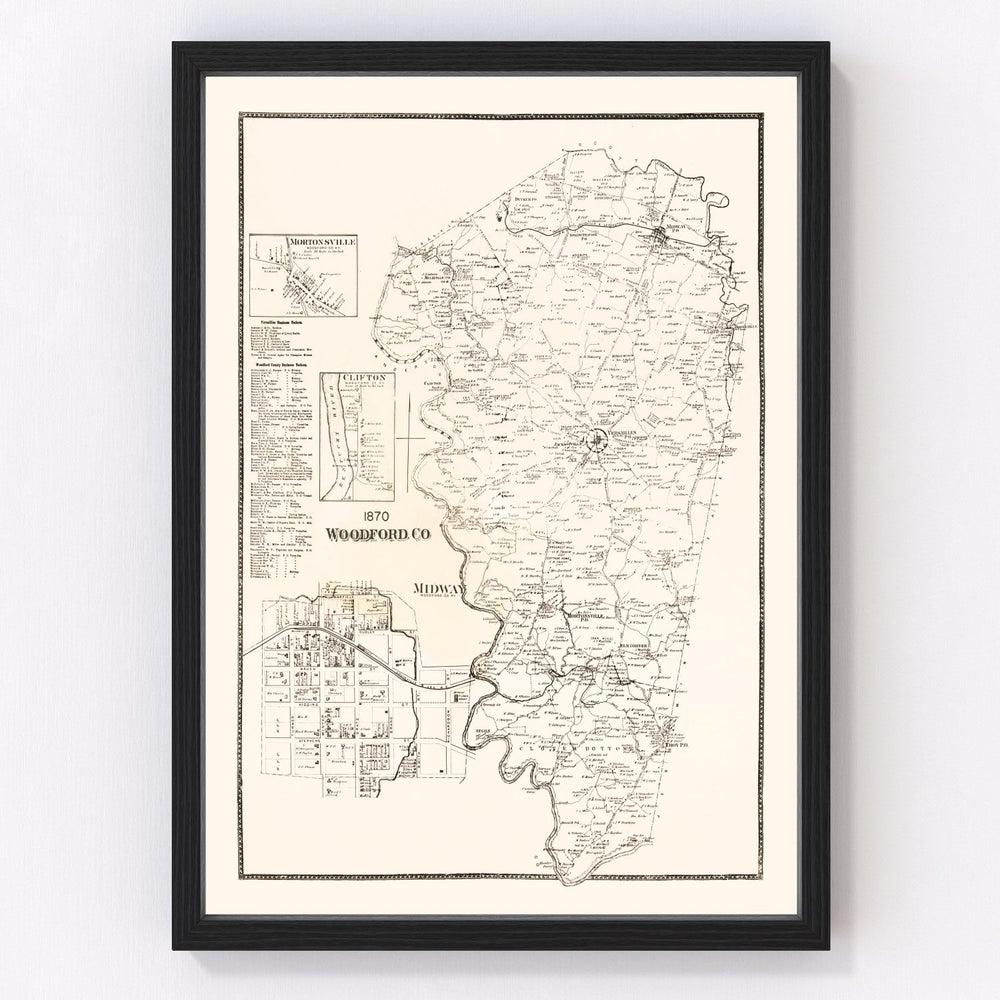 Woodford County Vintage Map 1870