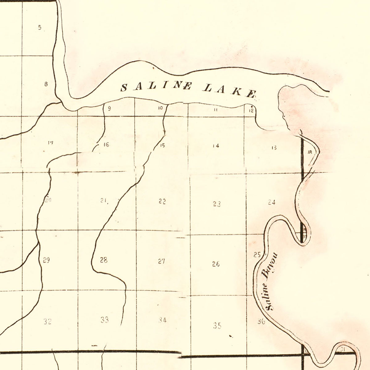 Restored historic details from the 1860 county map of Avoyelles Parish, Louisiana
