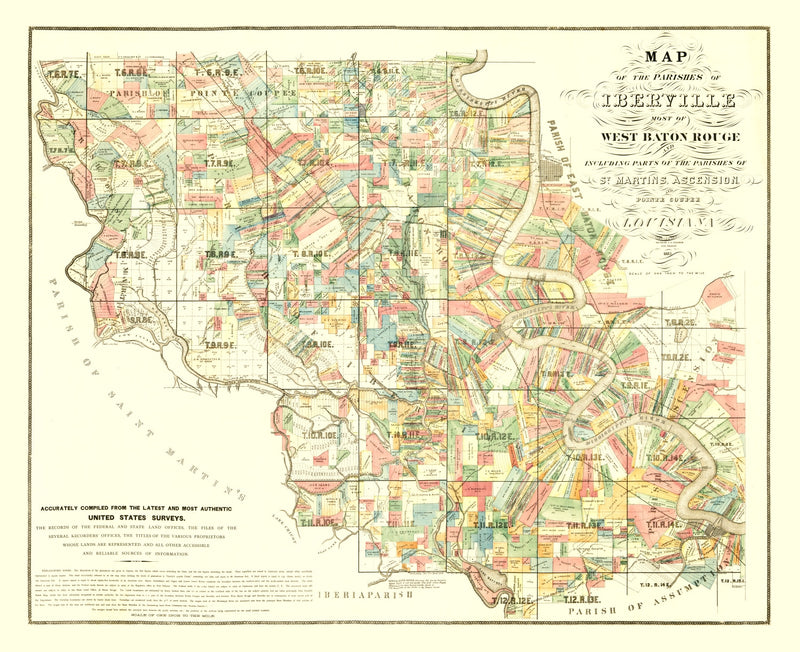 Size comparison using Vintage Map of Iberville Parish, Louisiana 1883