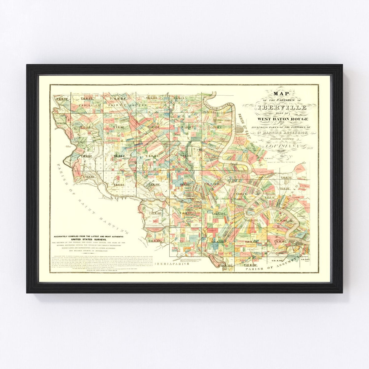 Iberville Parish Vintage Map 1883