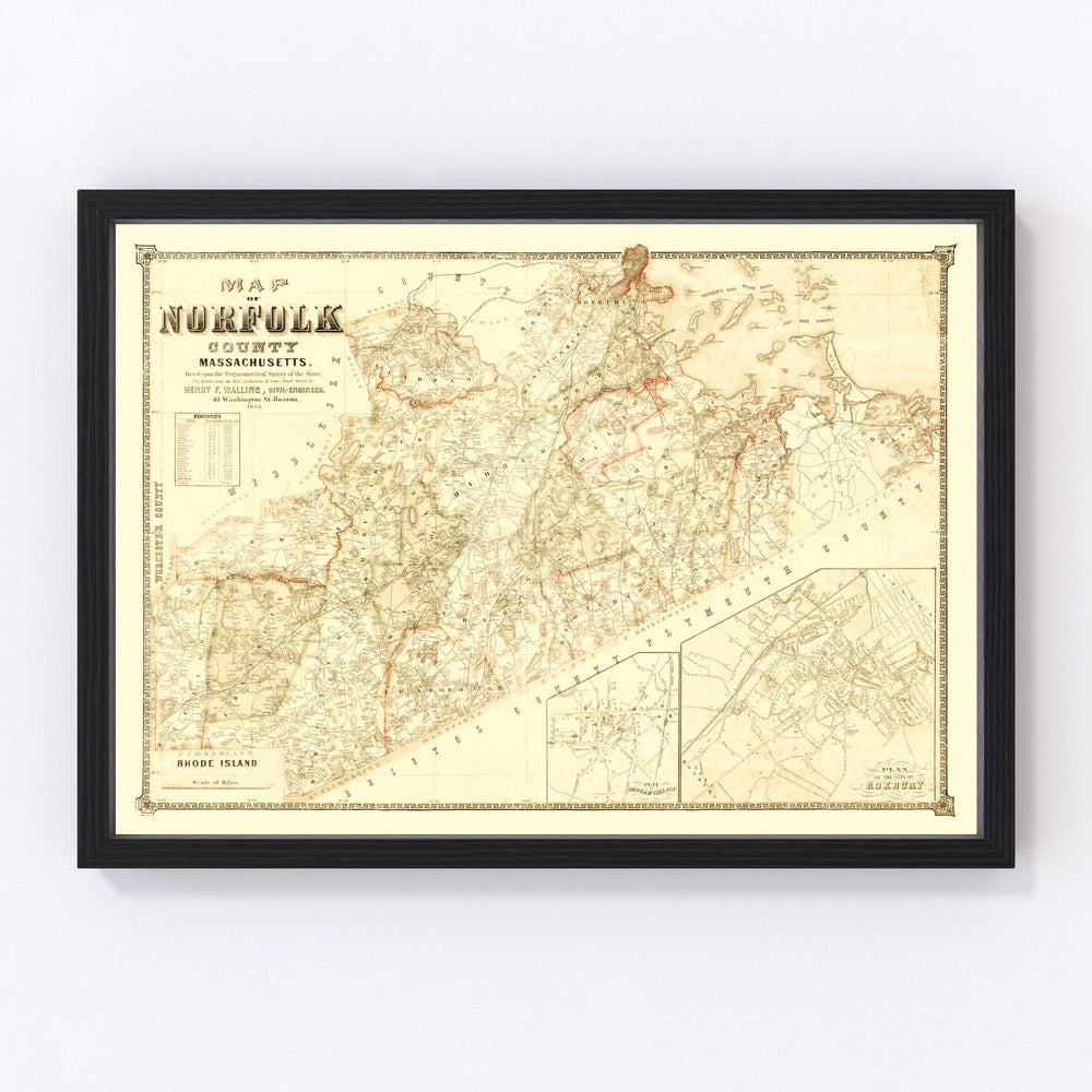 Norfolk County Vintage Map 1853