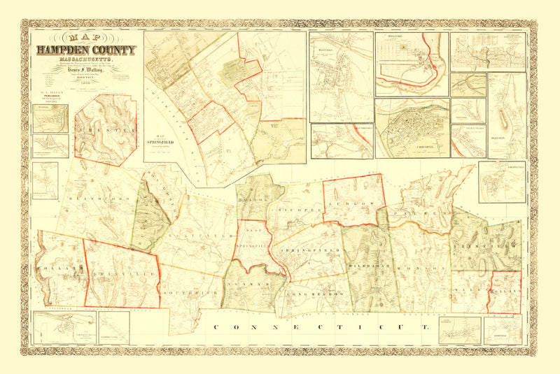 Size comparison using Vintage Map of Hampden County, Massachusetts 1855