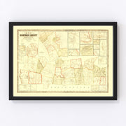 Hampden County Vintage Map 1855