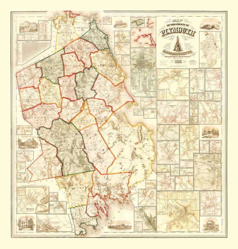 Size comparison using Vintage Map of Plymouth County, Massachusetts 1857