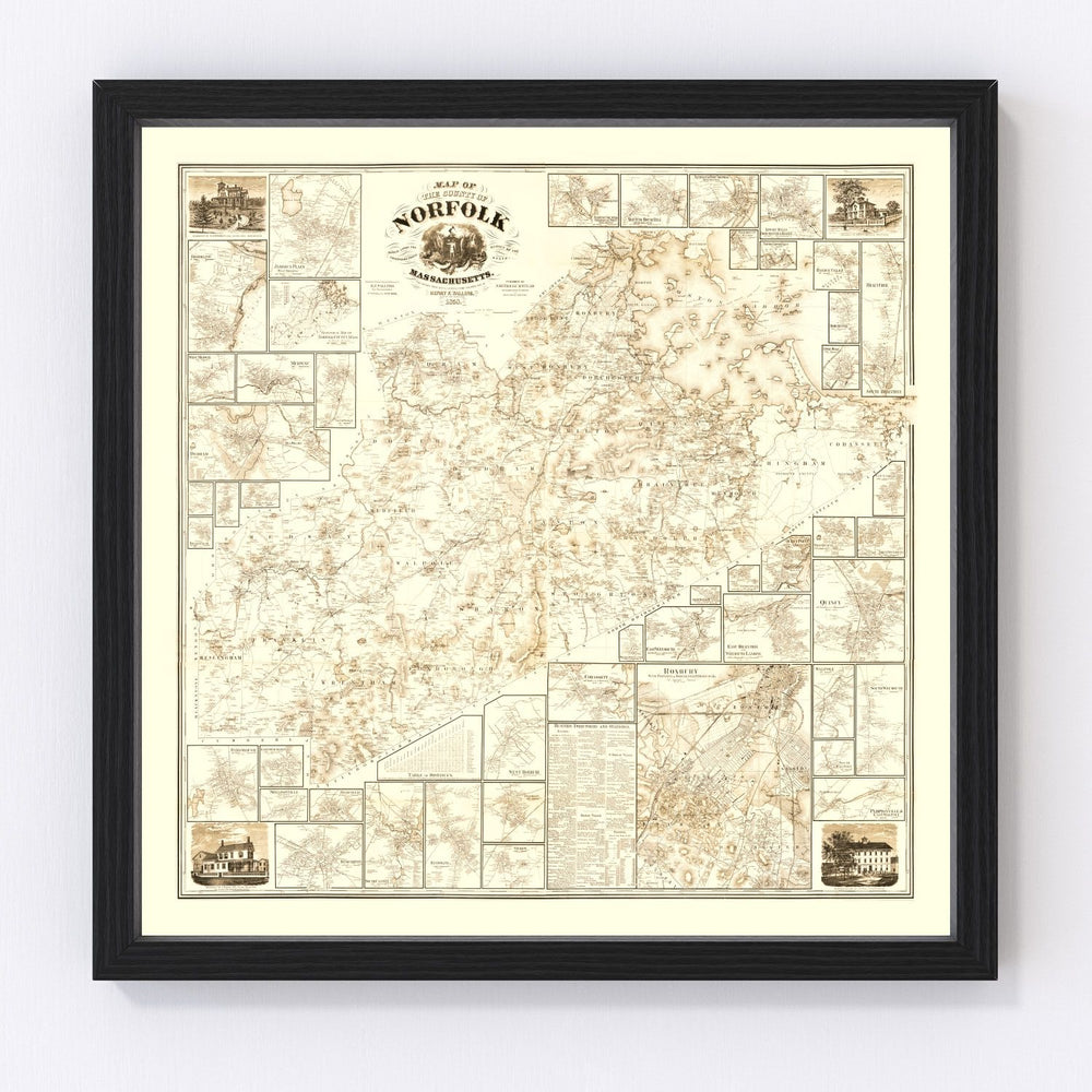 Norfolk County Vintage Map 1858
