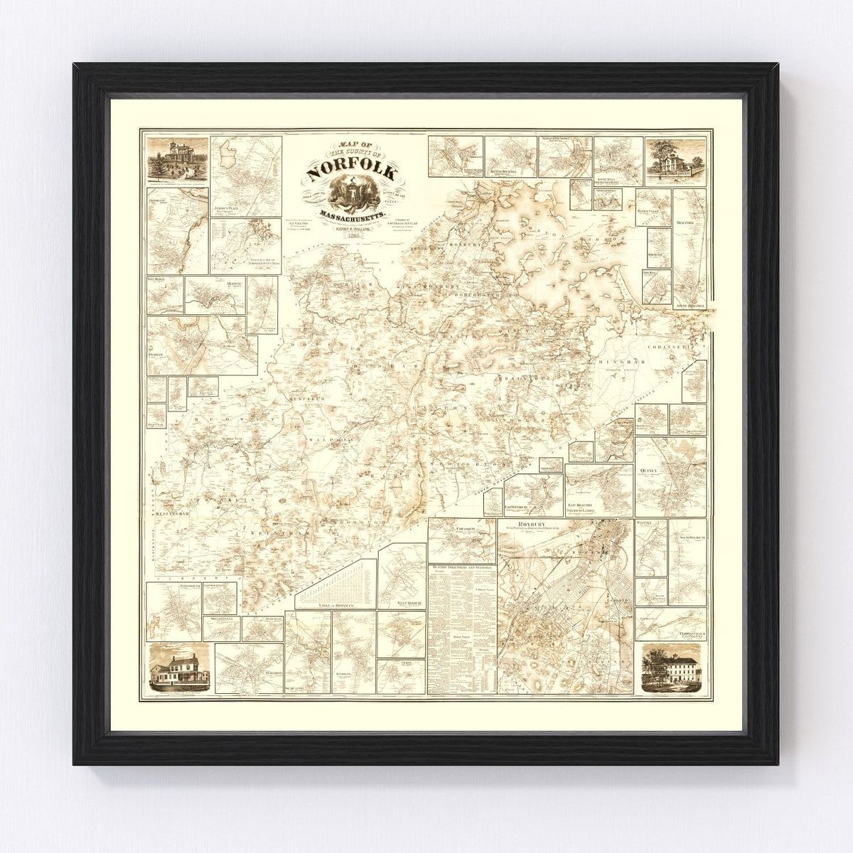 Norfolk County Vintage Map 1858