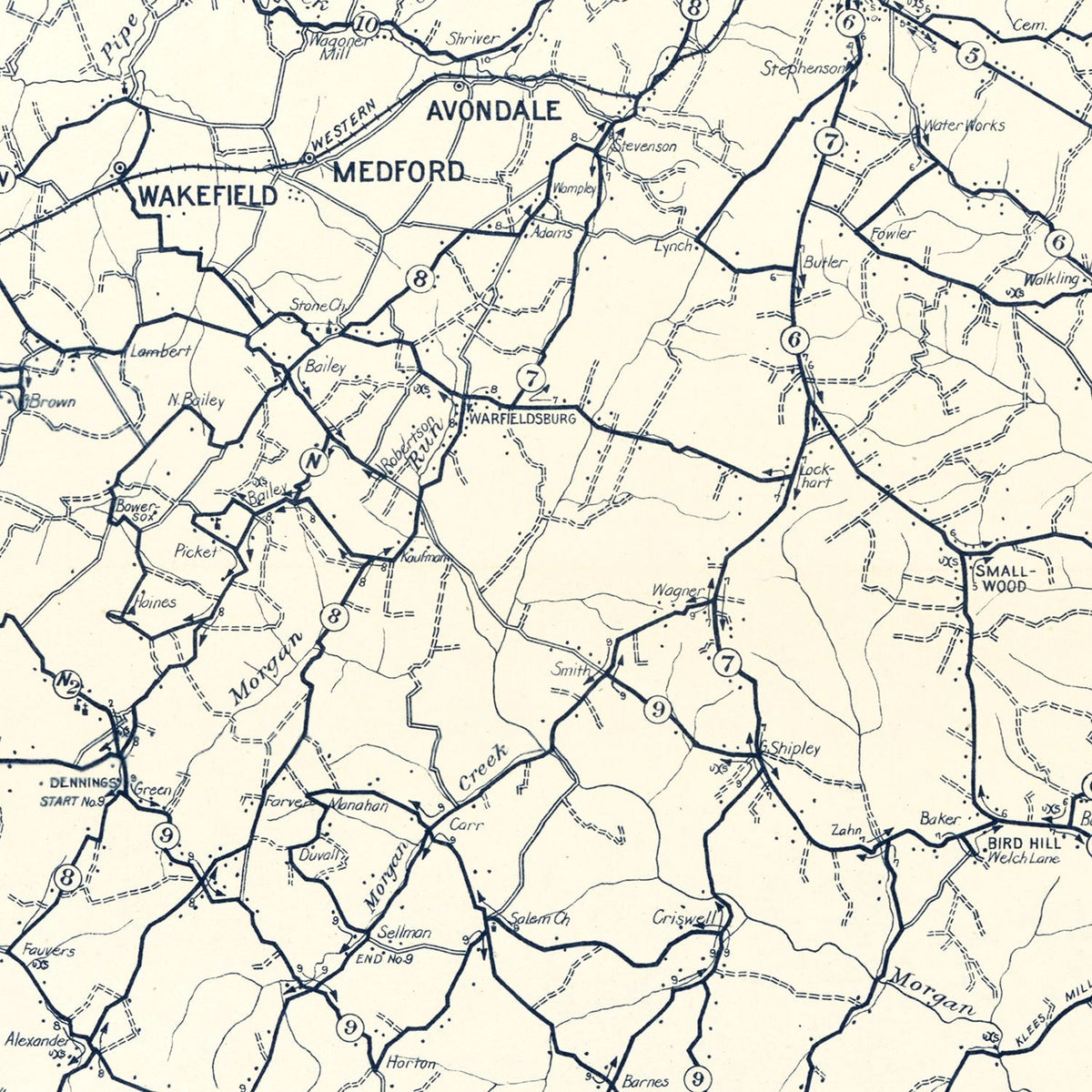 Restored historic details from the 1911 county map of Carroll County, Maryland