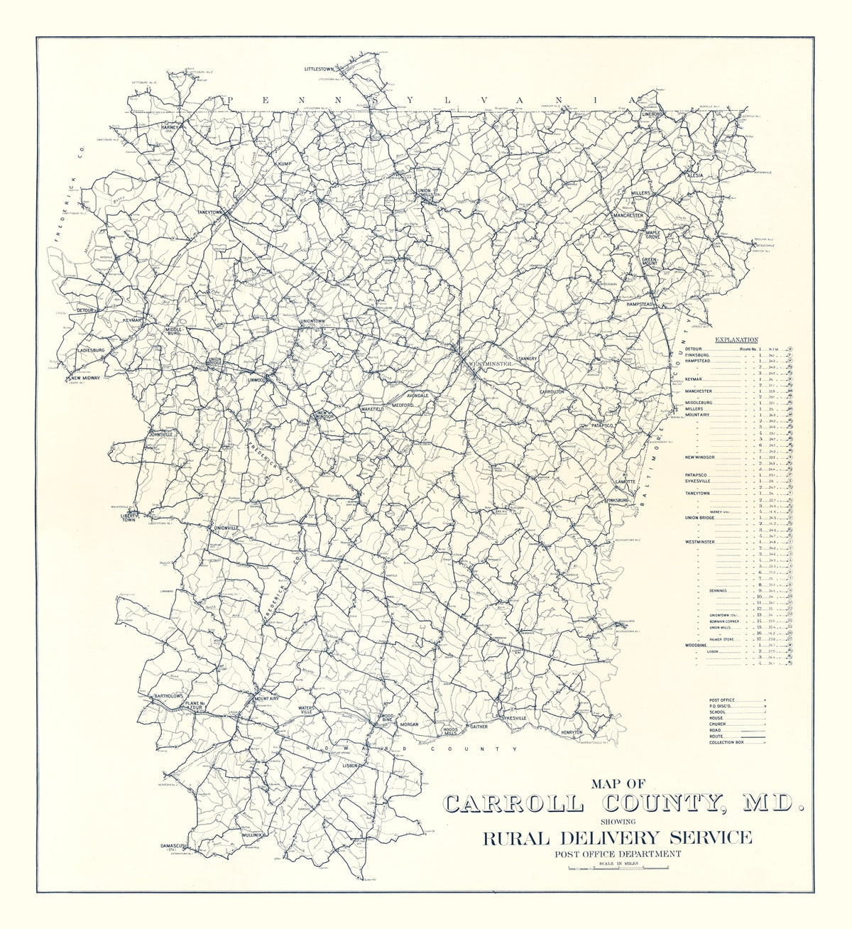 Preview of Vintage Map of Carroll County, Maryland 1911