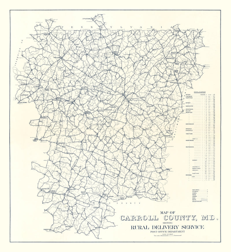 Size comparison using Vintage Map of Carroll County, Maryland 1911