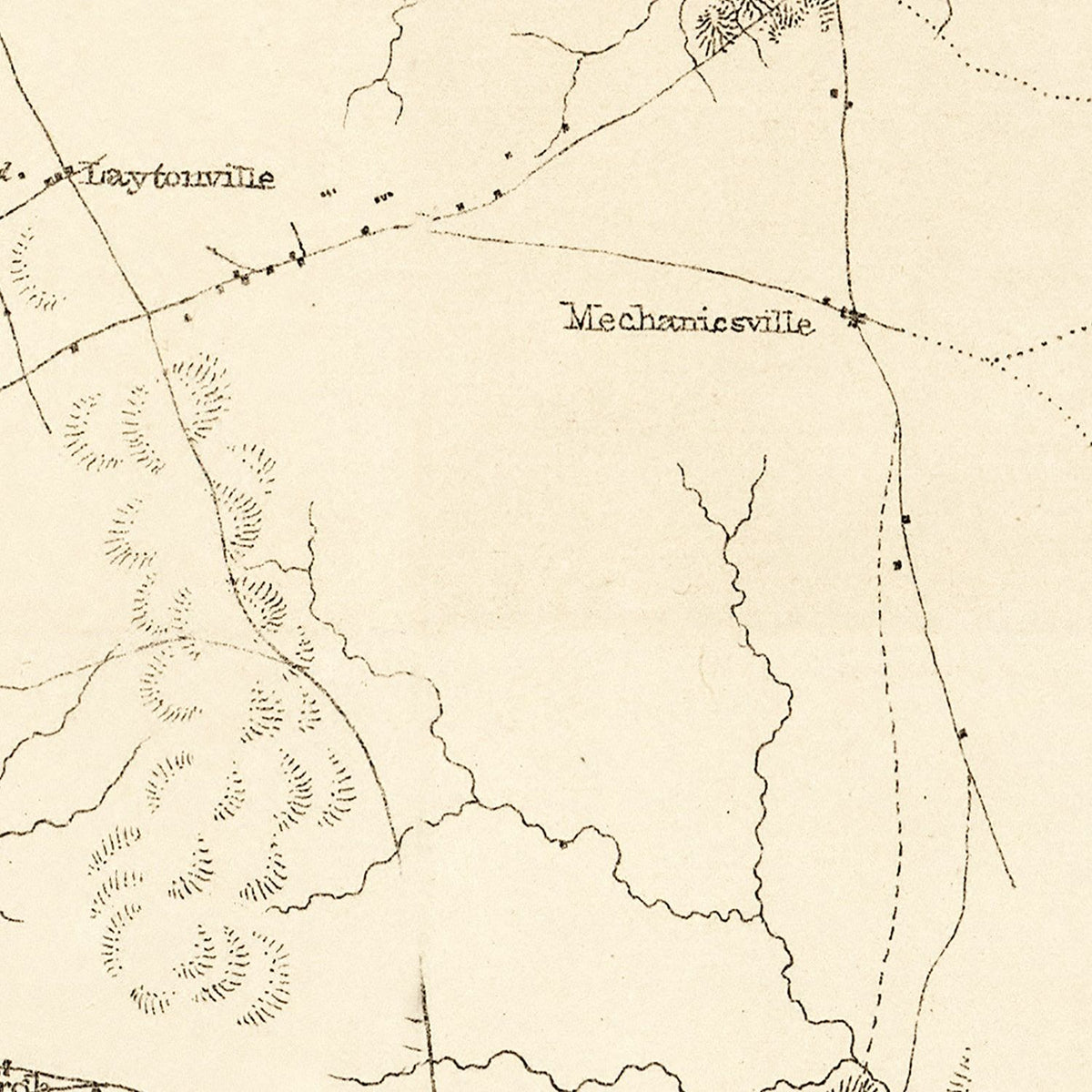 Restored historic details from the 1862 county map of Montgomery County, Maryland