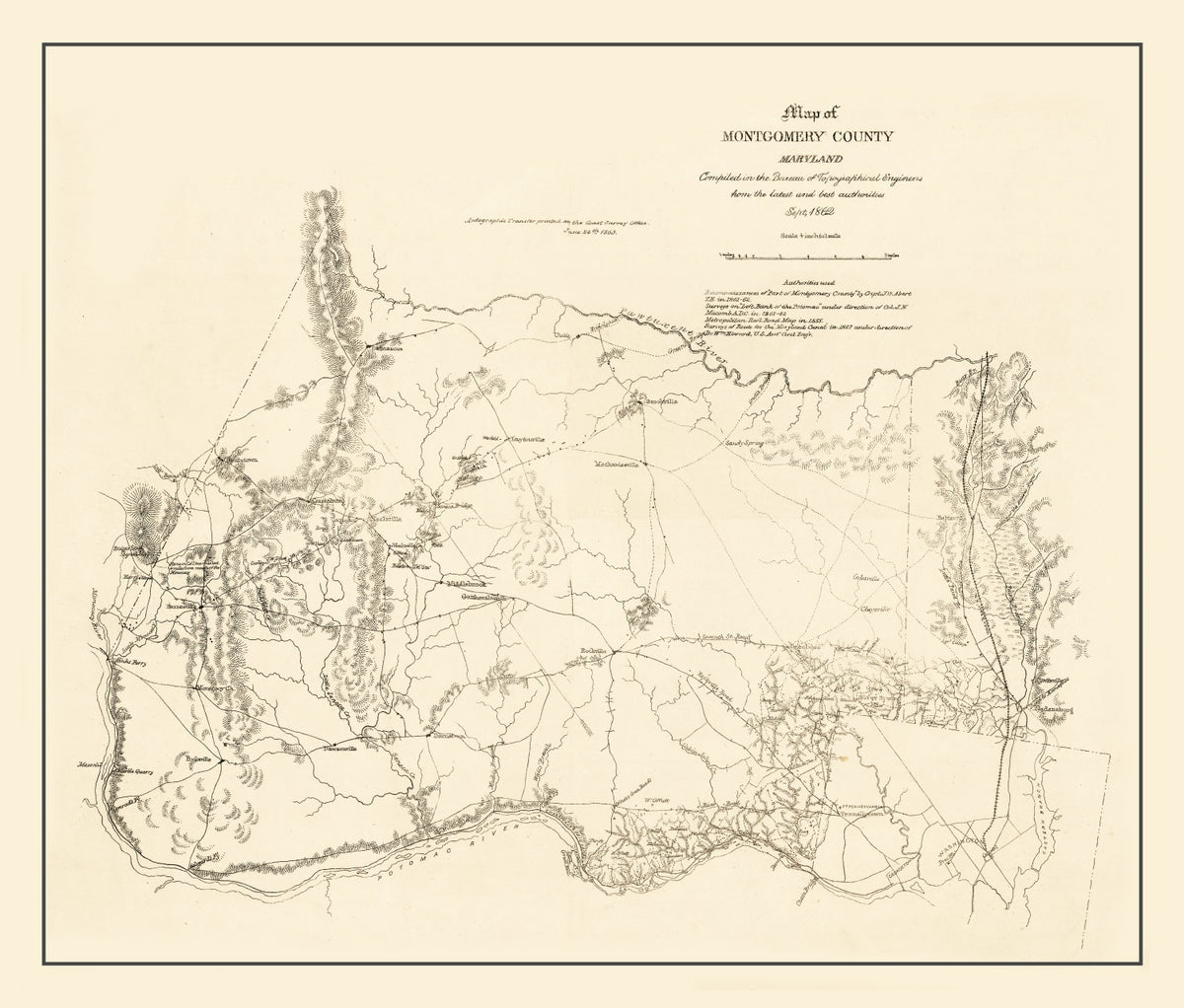 Preview of Vintage Map of Montgomery County, Maryland 1862