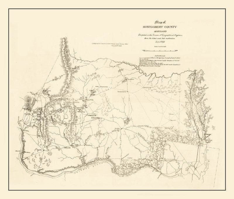 Size comparison using Vintage Map of Montgomery County, Maryland 1862