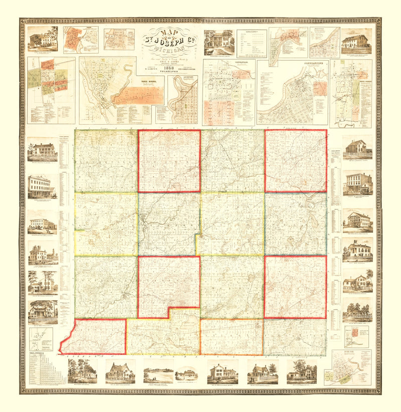 Size comparison using Vintage Map of St. Joseph County, Michigan 1858