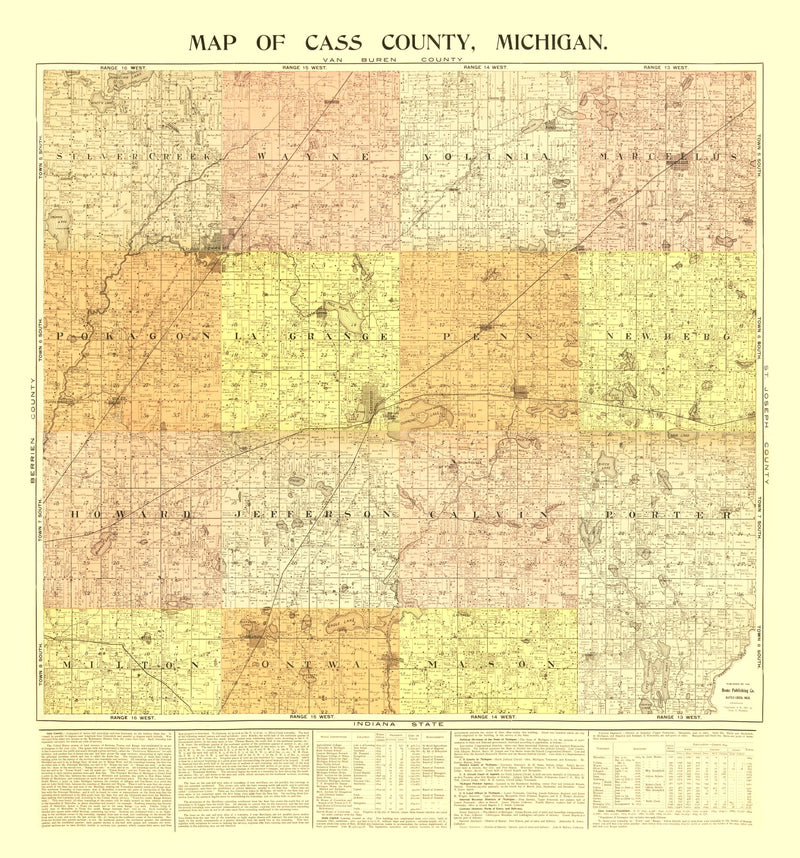 Size comparison using Vintage Map of Cass County, Michigan 1897