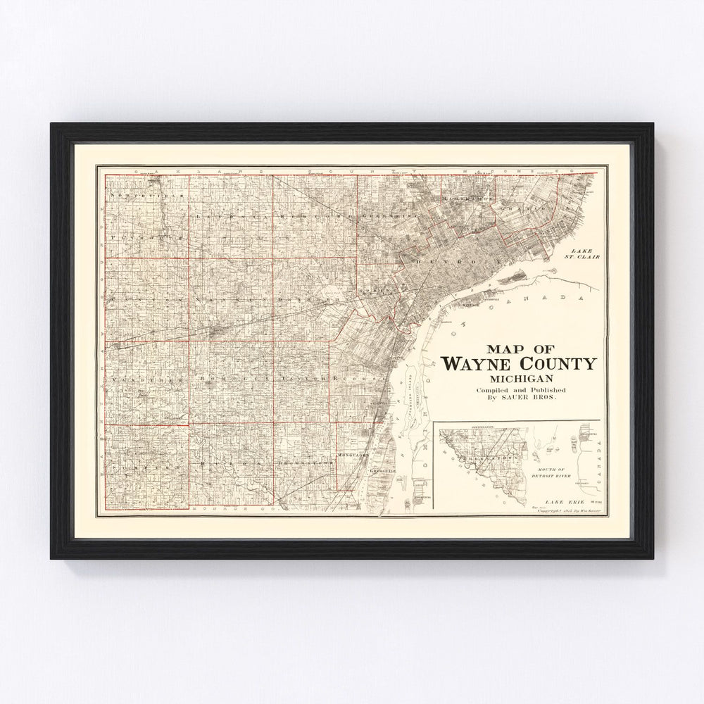Wayne County Vintage Map 1915