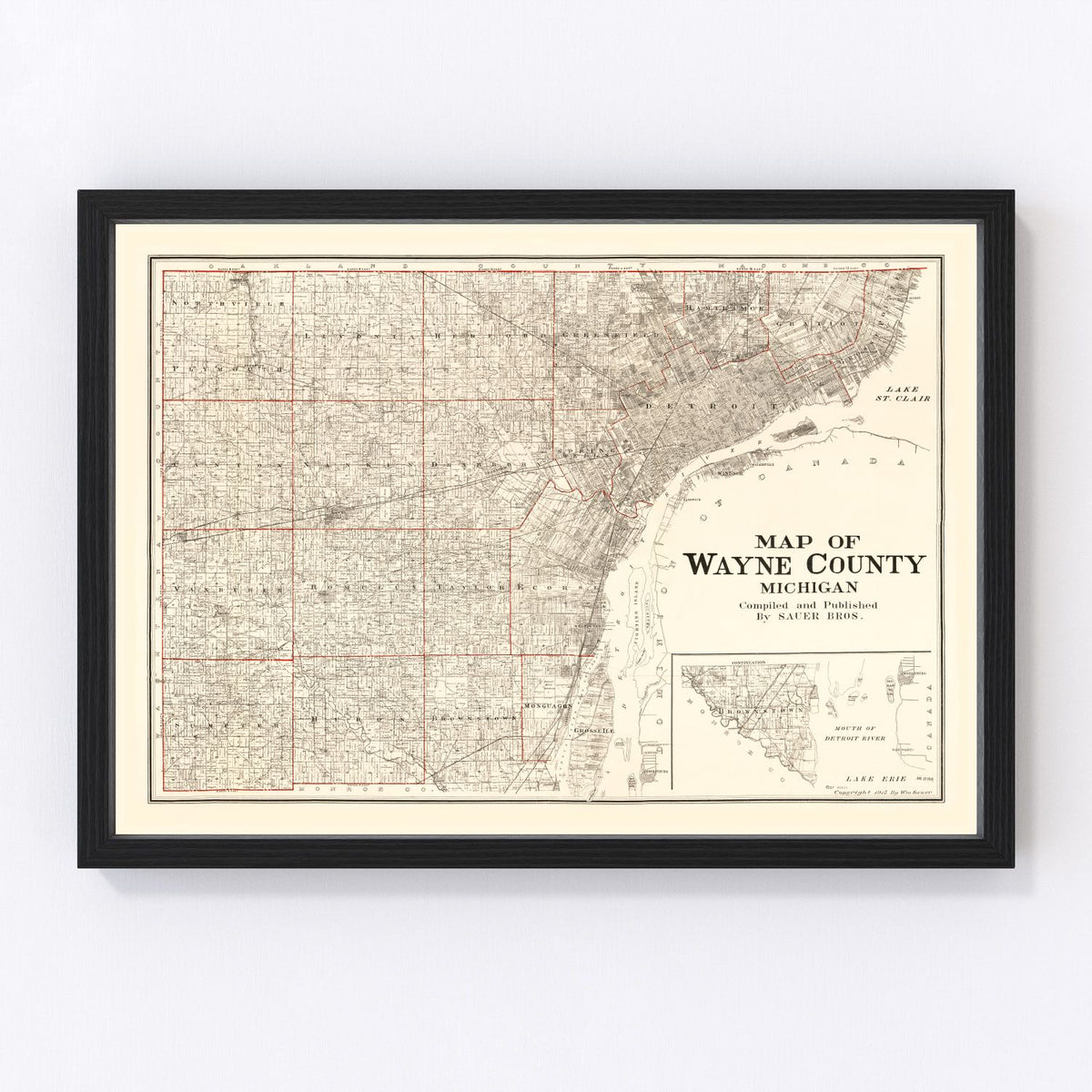 Wayne County Vintage Map 1915
