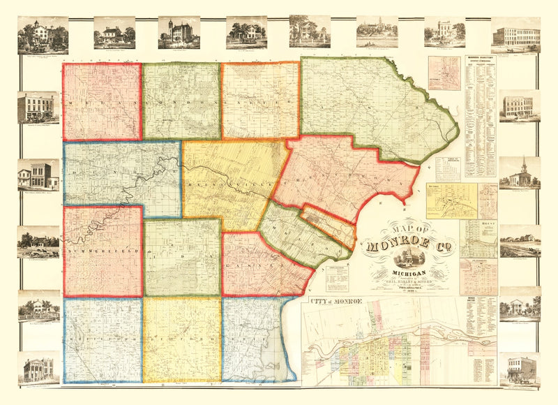 Size comparison using Vintage Map of Monroe County, Michigan 1859