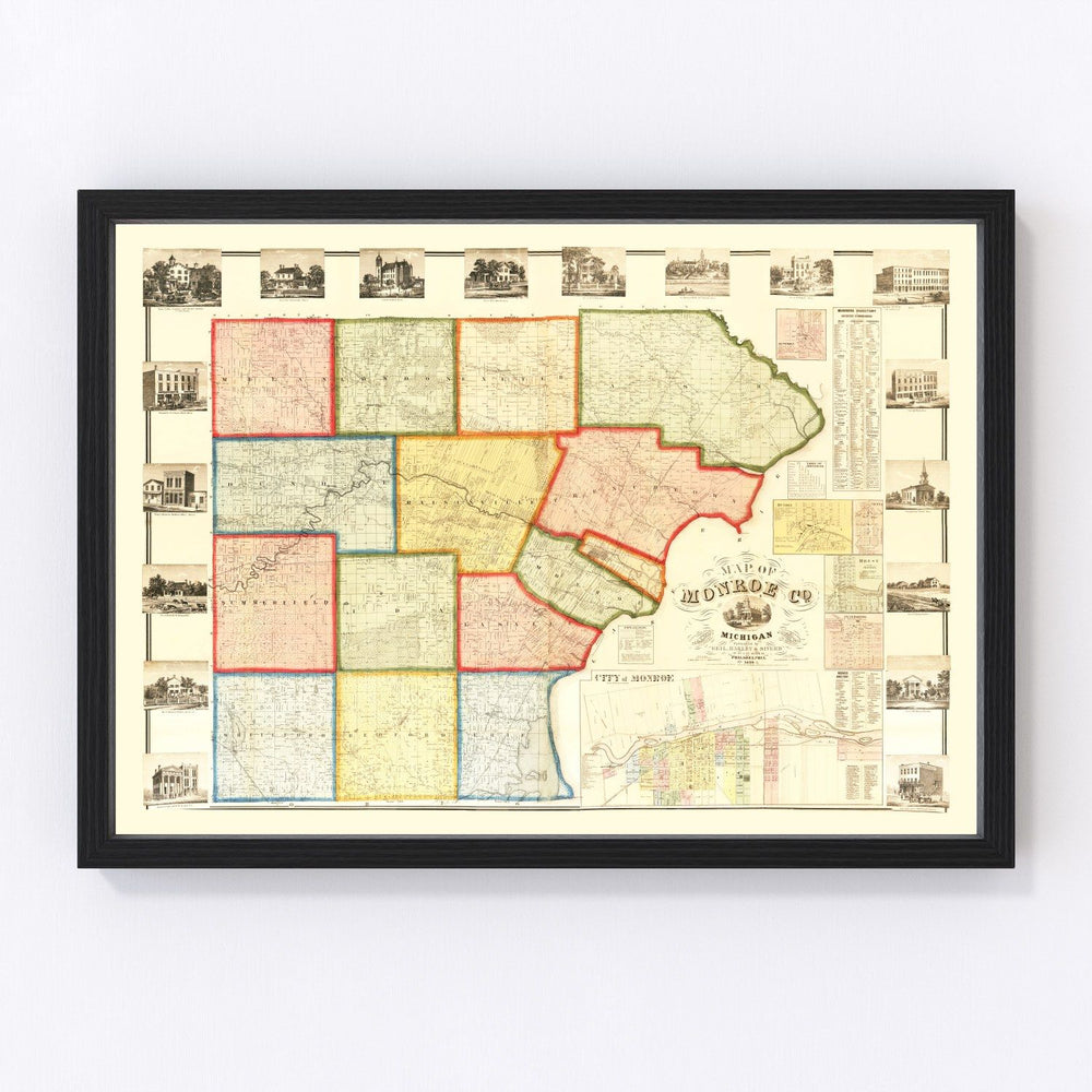 Monroe County Vintage Map 1859