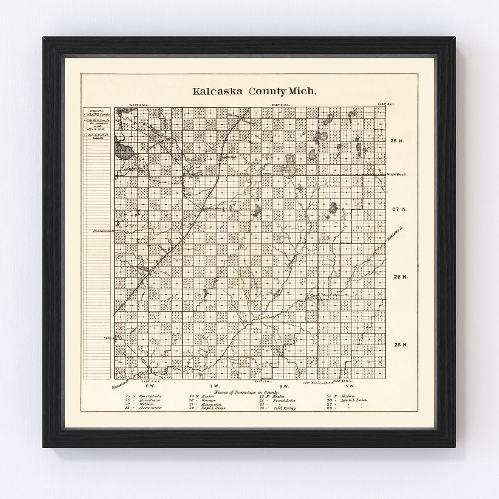 Kalcaska County Vintage Map 1878