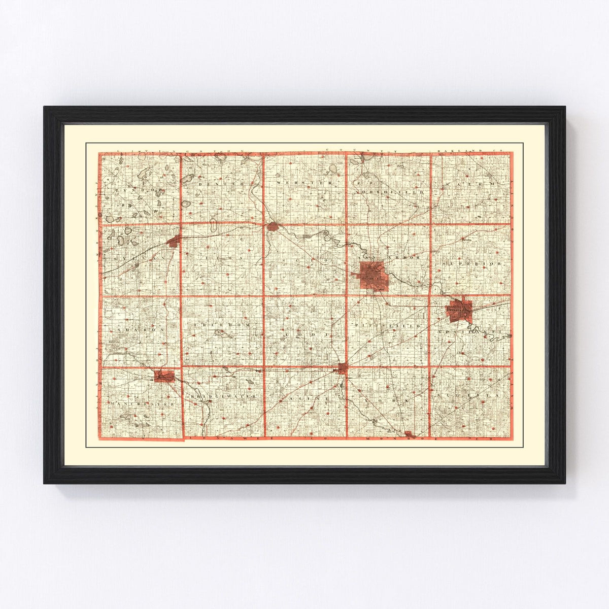 Washtenaw County Vintage Map 1896