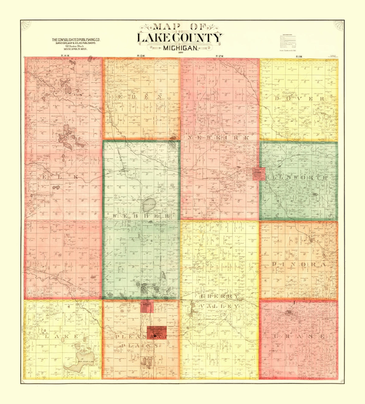 Preview of Vintage Map of Lame County, Michigan 1900