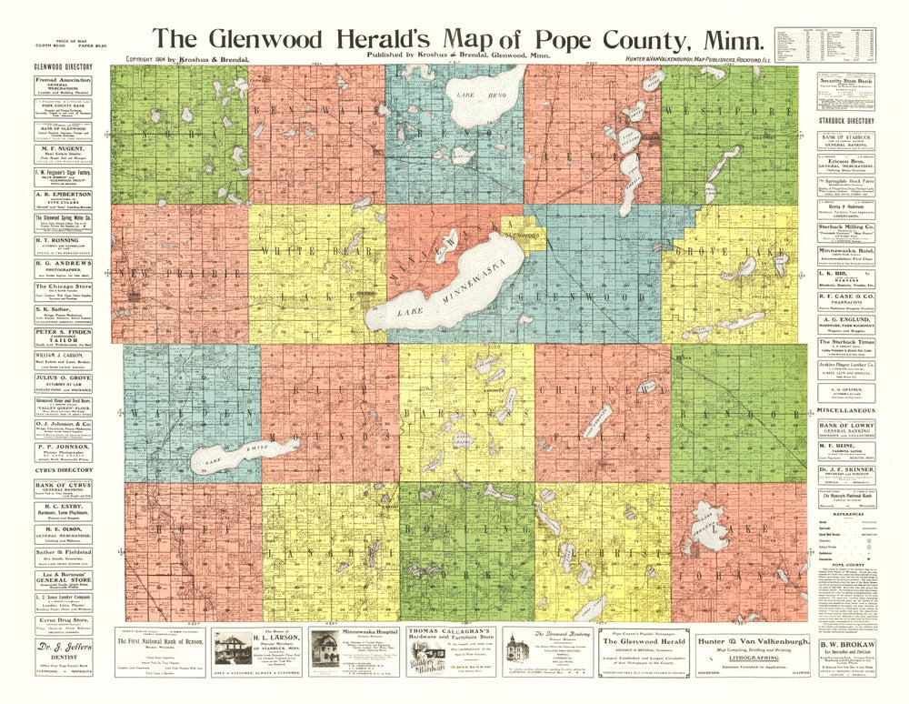 Vintage Map of Pope County, Minnesota 1901 print style example
