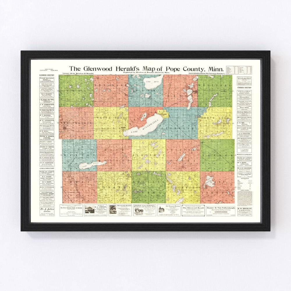 Pope County Vintage Map 1901