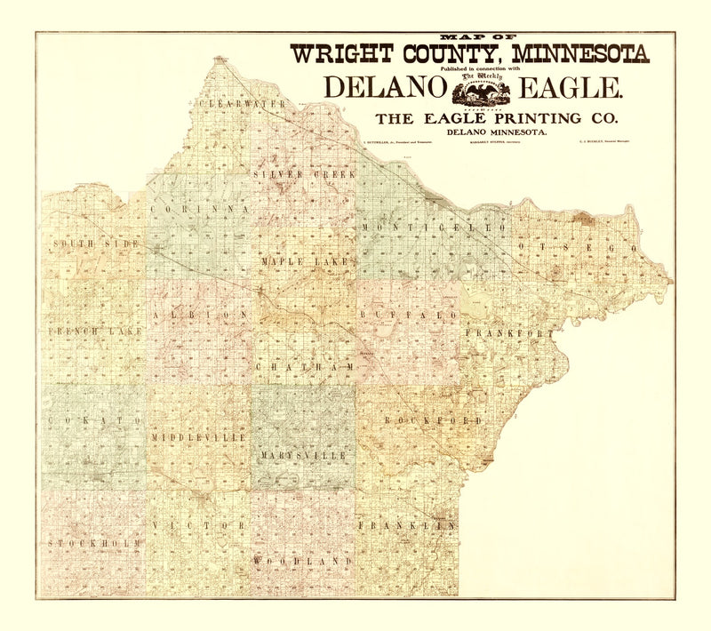 Size comparison using Vintage Map of Wright County, Minnesota 1901
