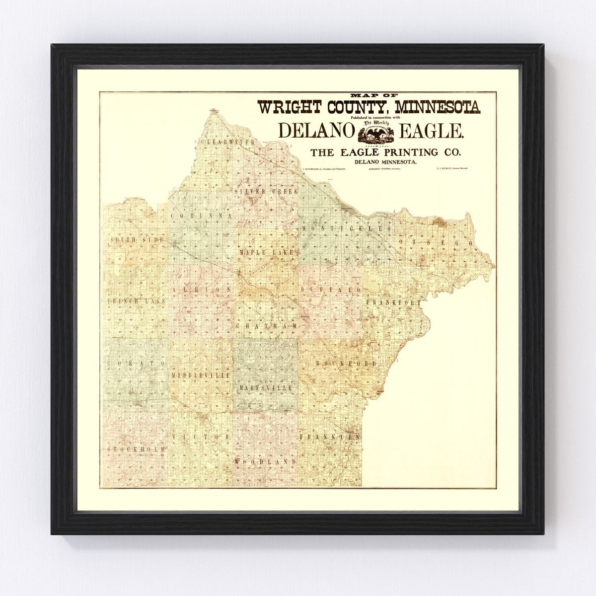 Wright County Vintage Map 1901
