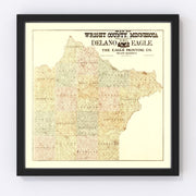 Wright County Vintage Map 1901