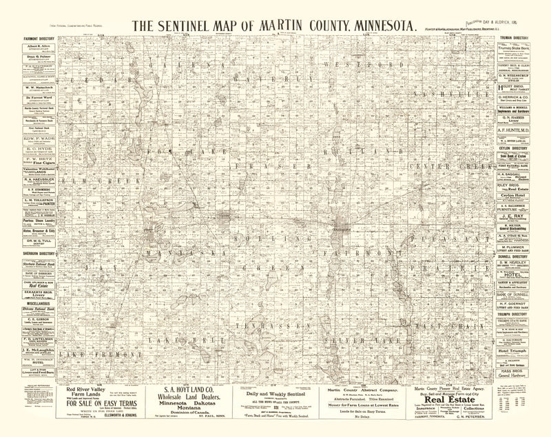 Size comparison using Vintage Map of Martin County, Minnesota 1901