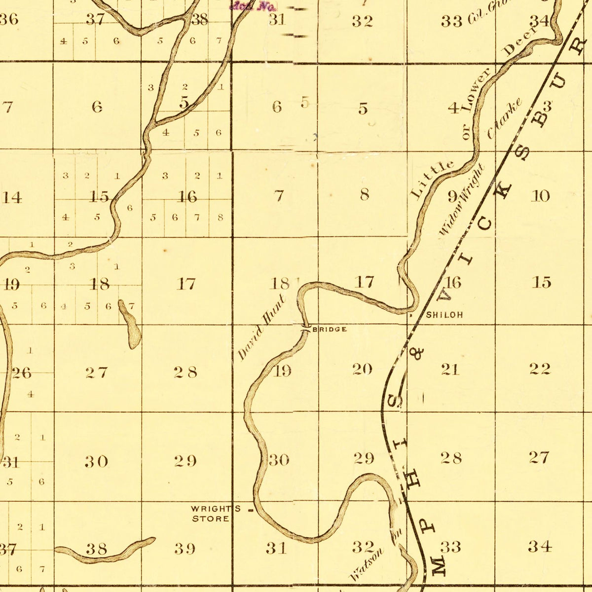 Restored historic details from the 1873 county map of Issaquena County, Mississippi