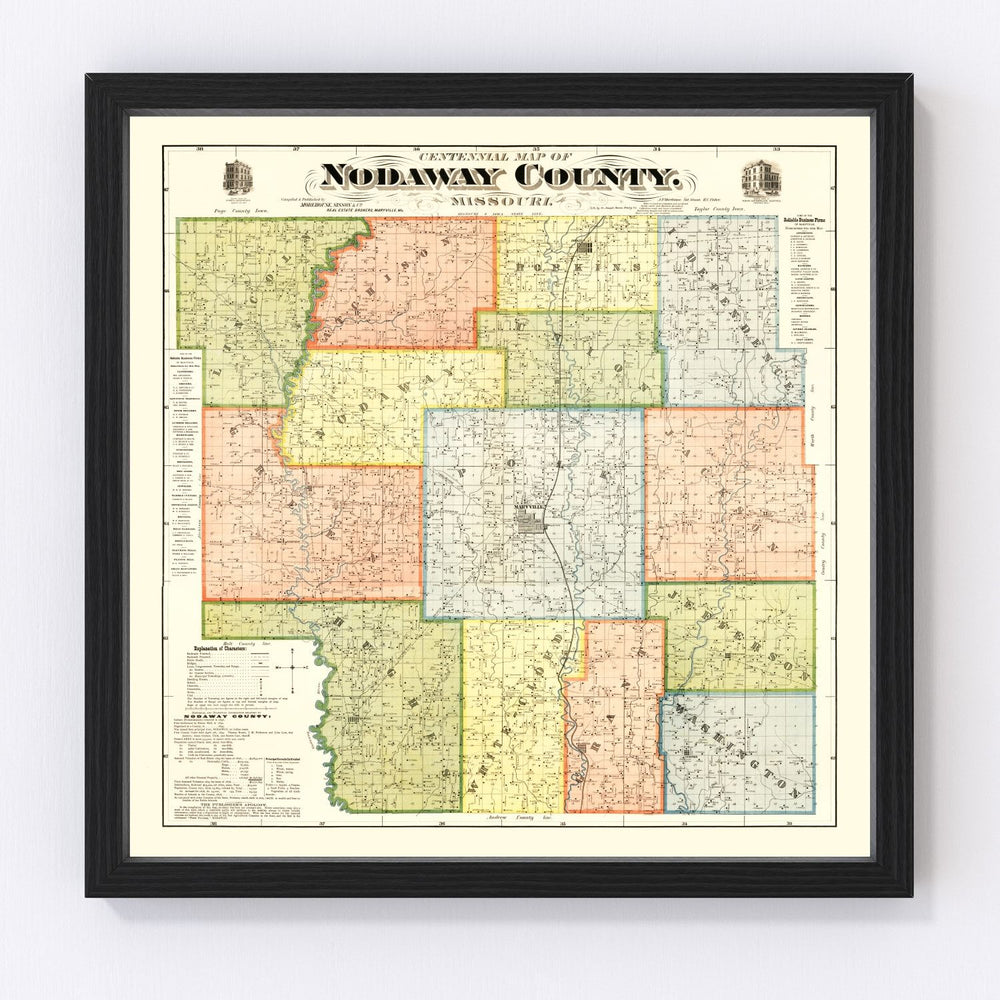 Nodaway County Vintage Map 1900