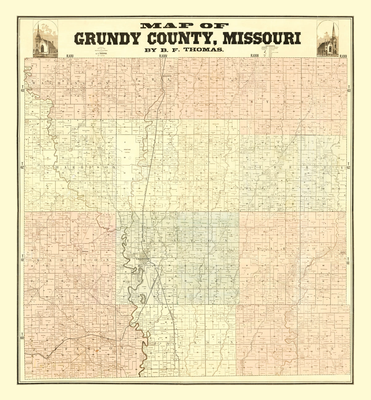Preview of Vintage Map of Gundy County, Missouri 1890