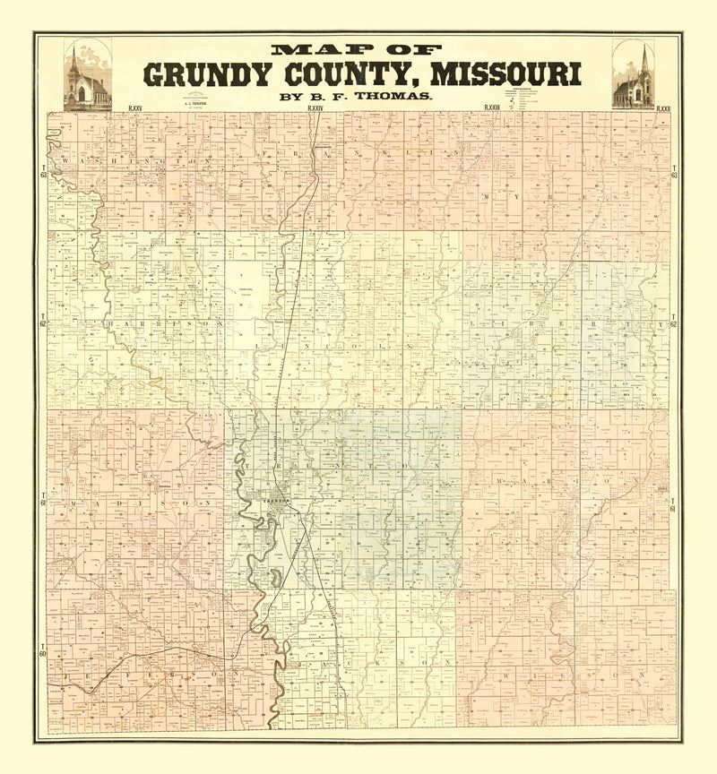Size comparison using Vintage Map of Gundy County, Missouri 1890