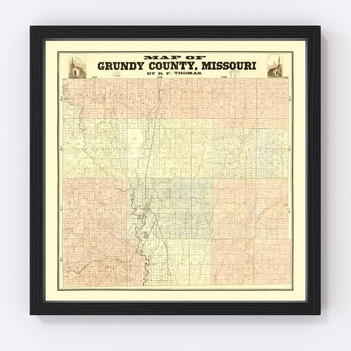 Gundy County Vintage Map 1890