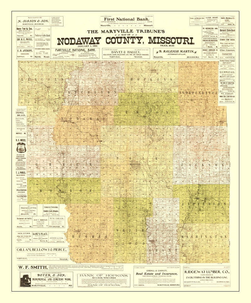 Size comparison using Vintage Map of Nodaway County, Missouri 1906