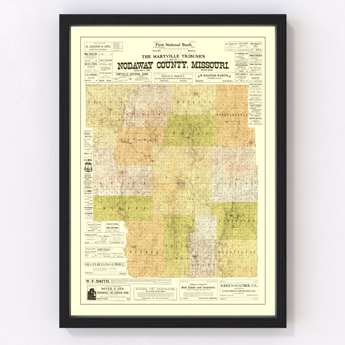 Nodaway County Vintage Map 1906