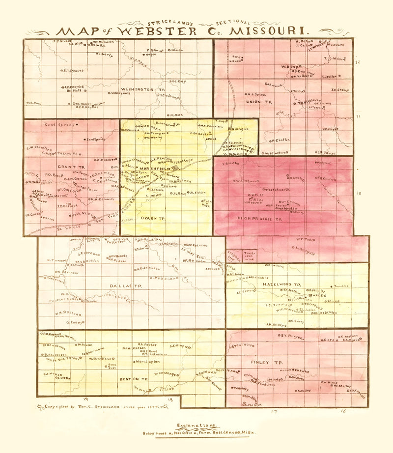 Size comparison using Vintage Map of Webster County, Missouri 1877